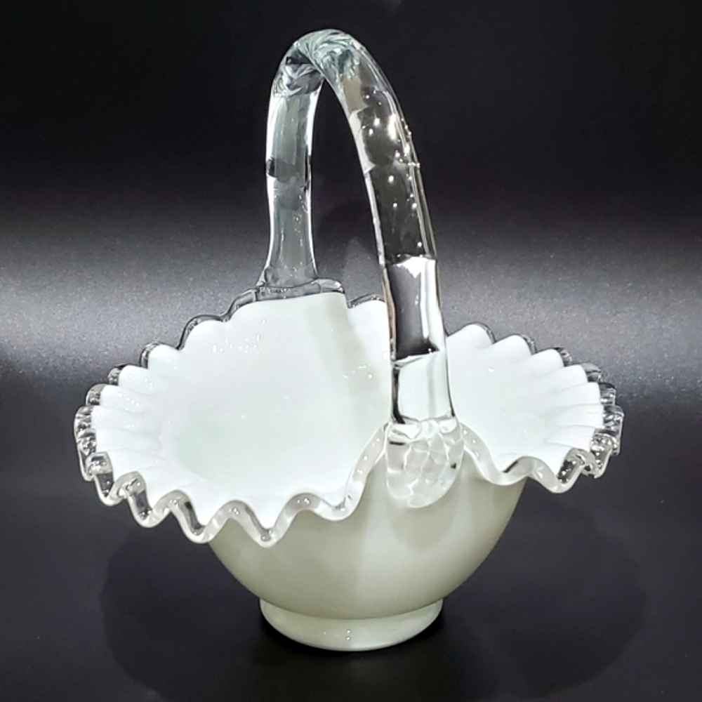 Fenton "Silver Crest#7237/203" 7" White Basket